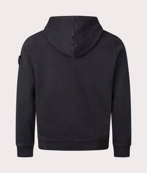 Brushed Organic Cotton Hoodie in Black. 100% Organic Cotton | Stone Island | Shot at EQVVS | Back shot 
