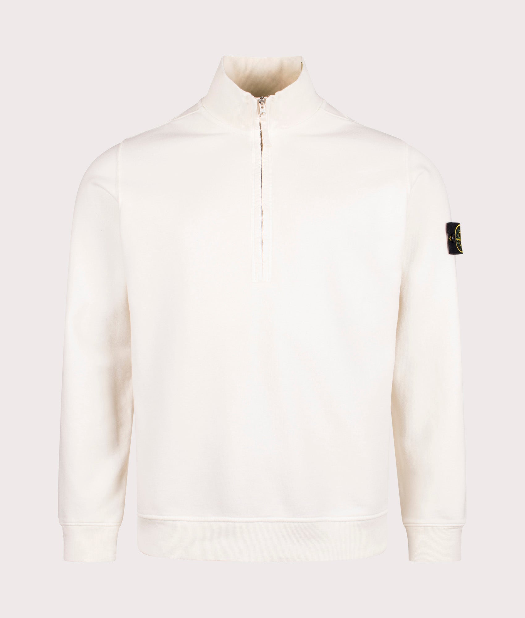 Half Zip Sweatshirt in Ivory. 100% Cotton | Stone Island | Shot at EQVVS | Front shot 