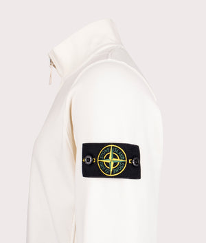 Half Zip Sweatshirt in Ivory. 100% Cotton | Stone Island | Shot at EQVVS | Side angle shot 