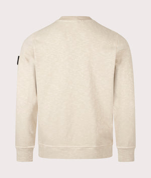 Stone Island Vanisé Brushed Heavy Cotton Sweatshirt in Desert at EQVVS Menswear. Back shot.