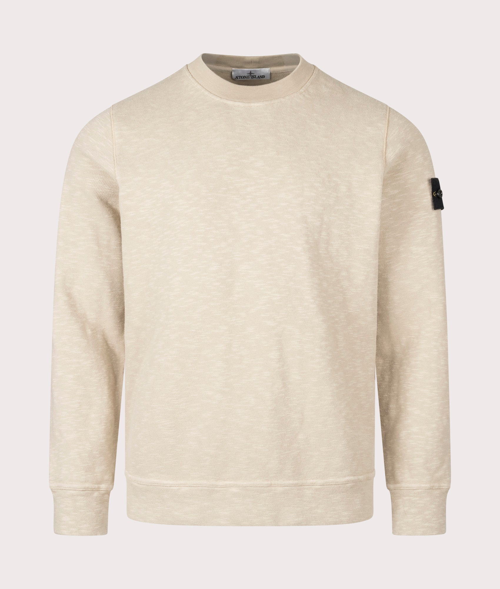 Stone Island Vanisé Brushed Heavy Cotton Sweatshirt in Desert at EQVVS Menswear. Front shot.