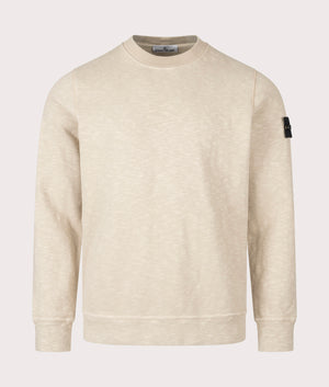 Stone Island Vanisé Brushed Heavy Cotton Sweatshirt in Desert at EQVVS Menswear. Front shot.