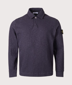 Brushed Cotton Collared Sweatshirt by Stone Island in Ink. Shot by EQVVS. Front shot.