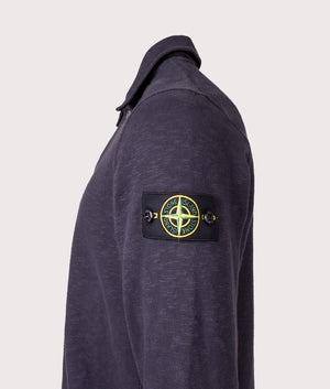 Brushed Cotton Collared Sweatshirt by Stone Island in Ink. Shot by EQVVS. Detail shot.