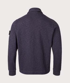 Brushed Cotton Collared Sweatshirt by Stone Island in Ink. Shot by EQVVS. Back shot.