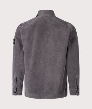 Stone Island Corduroy Overshirt in Cement at EQVVS Menswear. Back shot.