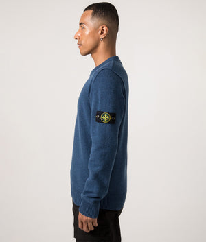Lambswool Crew Neck Jumper. Shot by EQVVS. Side model shot.