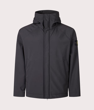 Hooded Soft Shell Jacket  in Black. | Stone Island | Shot at EQVVS | Front shot 