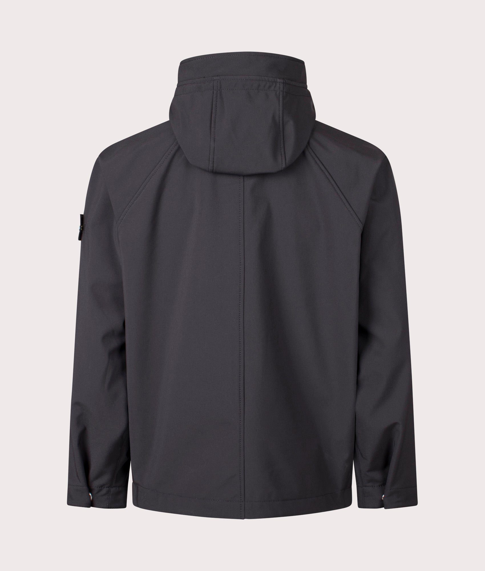 Hooded Soft Shell Jacket  in Black. | Stone Island | Shot at EQVVS | Back shot 