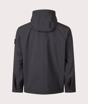 Hooded Soft Shell Jacket  in Black. | Stone Island | Shot at EQVVS | Back shot 