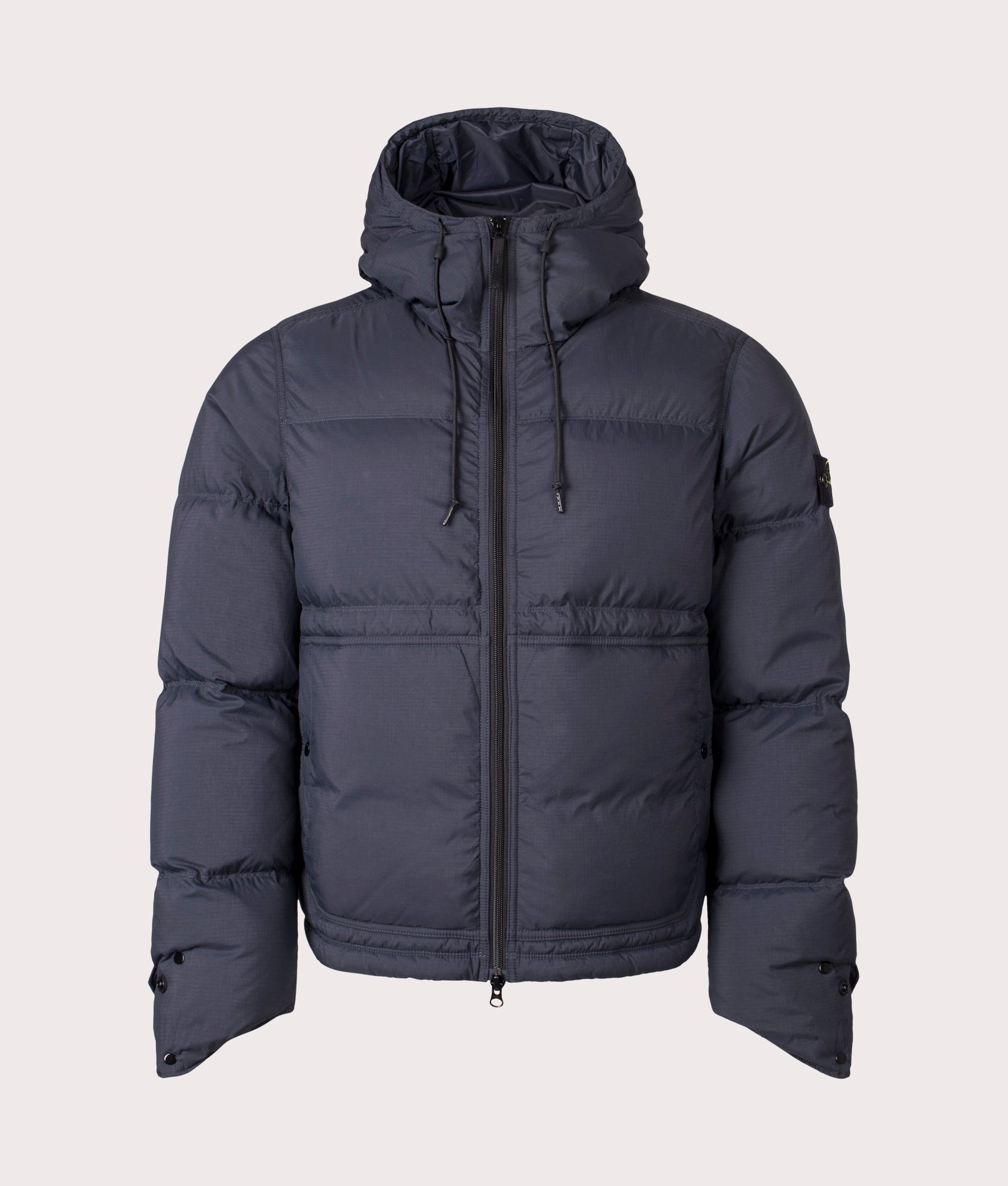 Stone Island Down Parka in Black at EQVVS Menswear. Front shot 