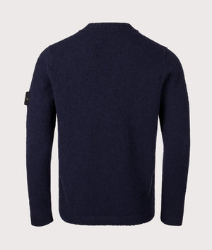 Wool Crew Neck Jumper by Stone Island in Navy. Shot by EQVVS. Shot by EQVVS. Back shot.