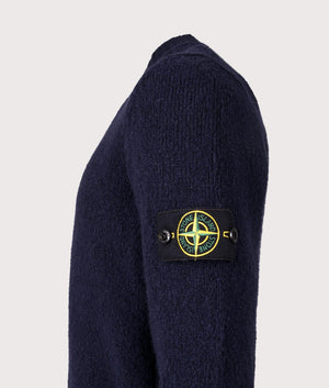Wool Crew Neck Jumper by Stone Island in Navy. Shot by EQVVS. Shot by EQVVS. Detail shot.