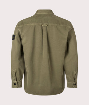 Stone Island Overshirt in Military Green at EQVVS Menswear. Back shot.
