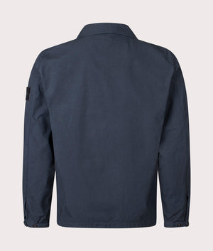 Canvas Weave Overshirt in Navy Blue . 100% Cotton | Stone Island | Shot at EQVVS | Back shot 