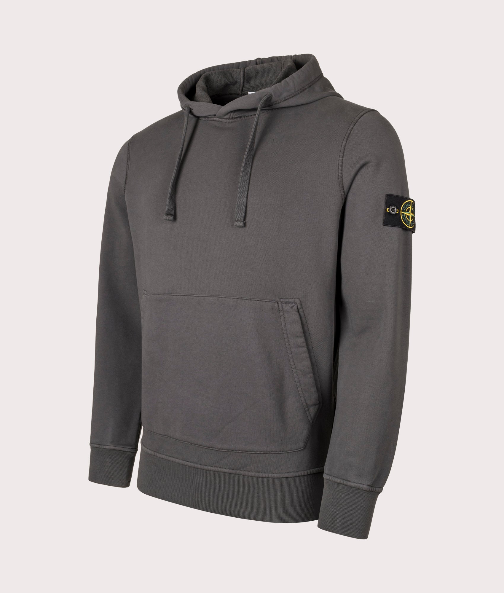 Organic Cotton Hoodie in Lead Grey | 100% Cotton | Stone Island | EQVVS | Front angle shot 