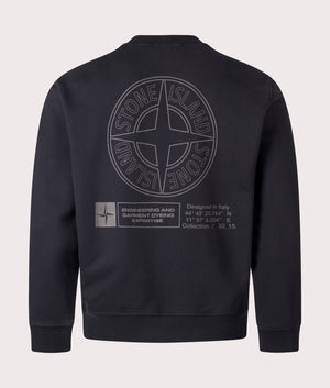 Stone Island Oversized 'Industrial Four' Print Sweatshirt Crewneck sweatshirt in Black at EQVVS Menswear. Back Print shot.