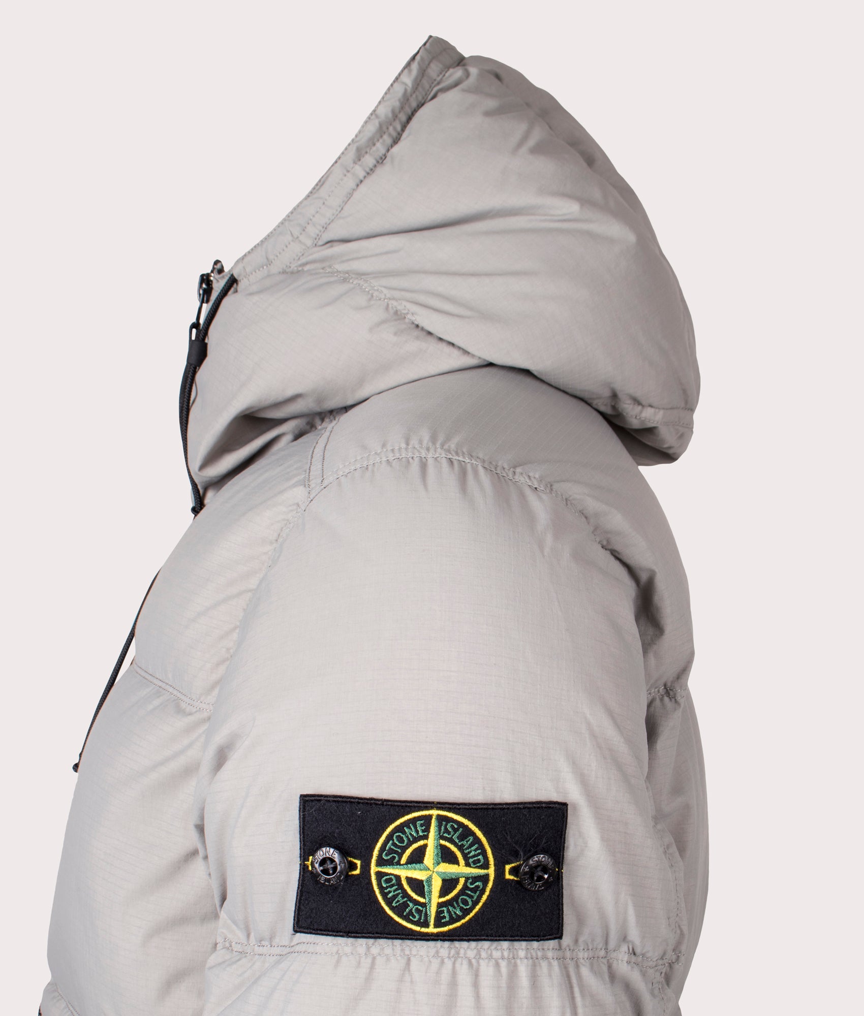 Down Parka in Cement | RDS Down | Stone Island | EQVVS | Side detail shot 
