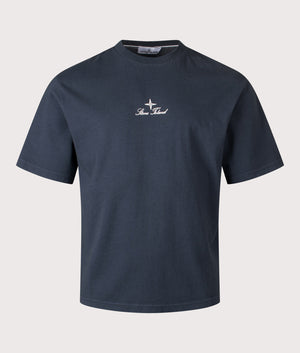 Combed Organic Cotton T-Shirt in Navy Blue | 100% Cotton | Stone Island | EQVVS | Front shot 