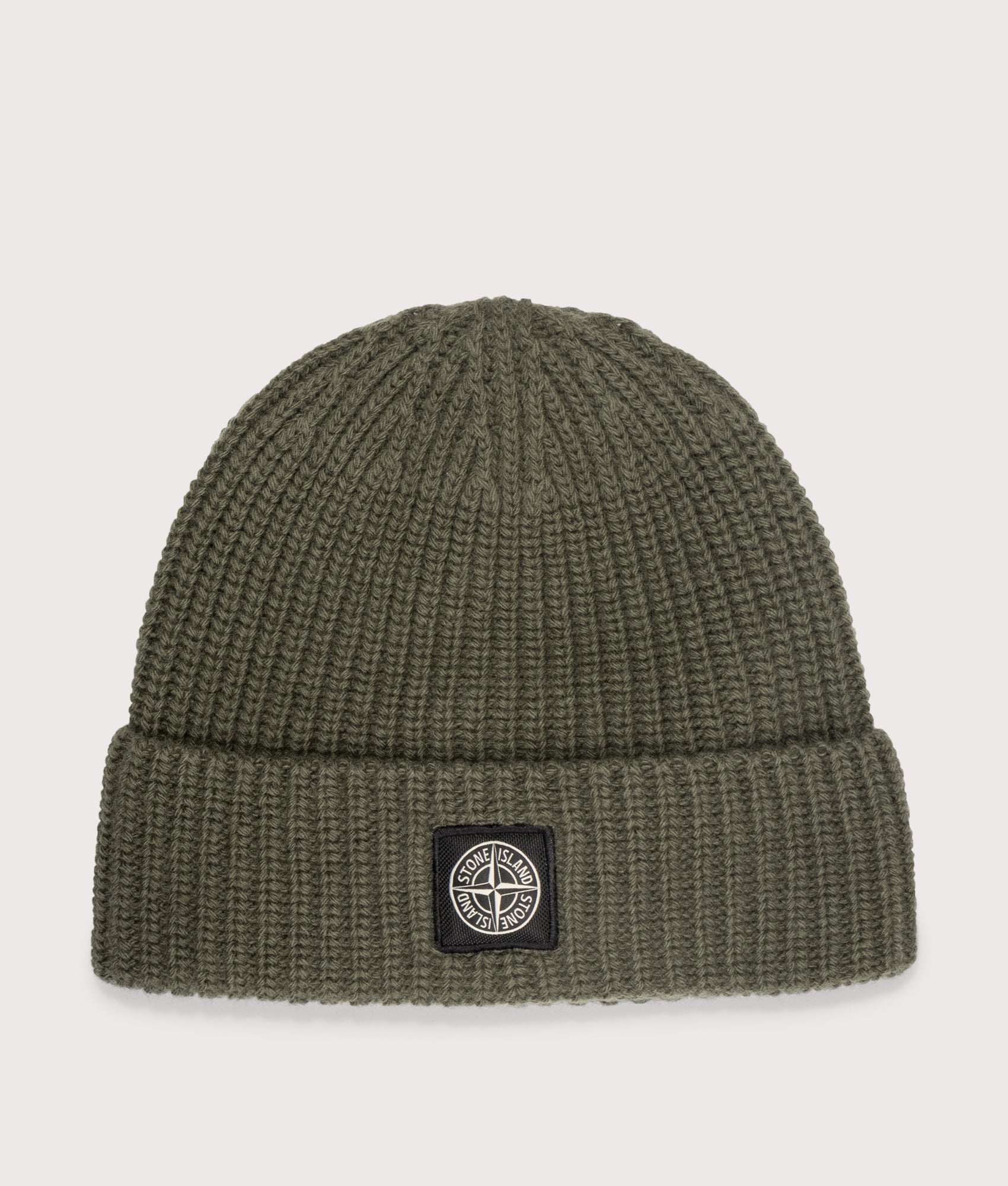 Light RWS Geelong Wool Beanie in Military Green | 100% Wool | Stone Island | EQVVS | Front shot 