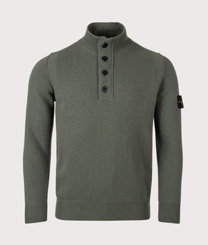 Half Zip Jumper by Stone Island in Military Green. Shot by EQVVS. Front shot.