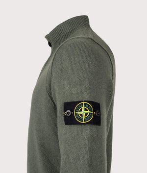 Half Zip Jumper by Stone Island in Military Green. Shot by EQVVS. Detail shot.