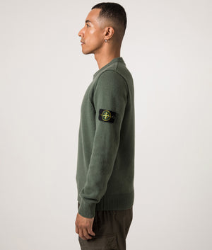 Lambswool Crew Neck Jumper. Shot by EQVVS. Side model shot.