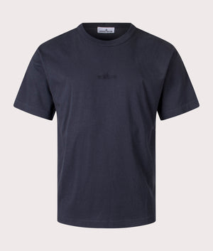 Logo Embroidery T-Shirt in Navy Blue | 100% Cotton | Stone Island | EQVVS | Front shot 