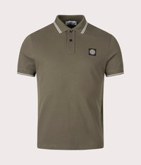 Slim Fit Striped Collar Polo Shirt: V0054 Military Green 