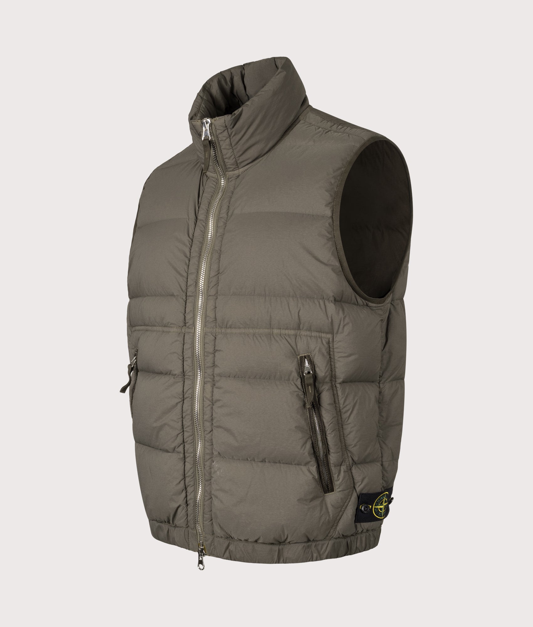 Seamless Tunnel Vest in Military Green | Polyamide Blend | Stone Island | EQVVS | Front angle shot 