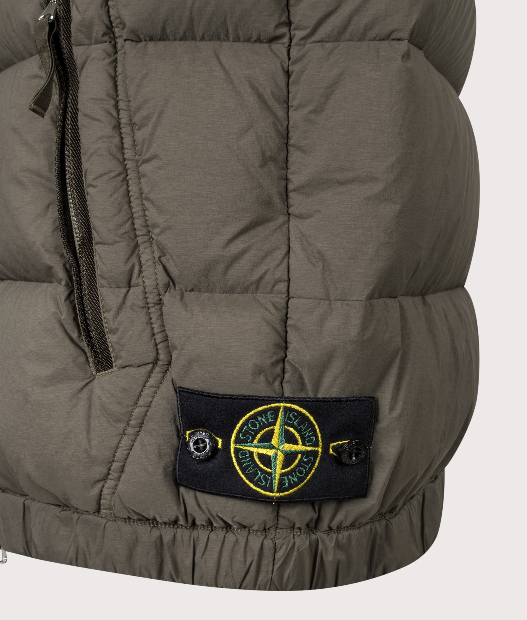 Seamless Tunnel Vest in Military Green | Polyamide Blend | Stone Island | EQVVS | Side detail shot 
