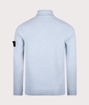 Half Zip Jumper in Sky Blue. Wool Blend | Stone Island | Shot at EQVVS | Back shot 