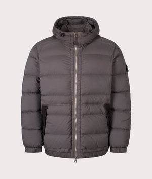 Stone Island Seamless Tunnel Nylon Down TC Jacket in Lead Grey at EQVVS Menswear. Front shot.