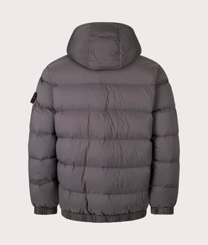 Stone Island Seamless Tunnel Nylon Down TC Jacket in Lead Grey at EQVVS Menswear. Back shot.