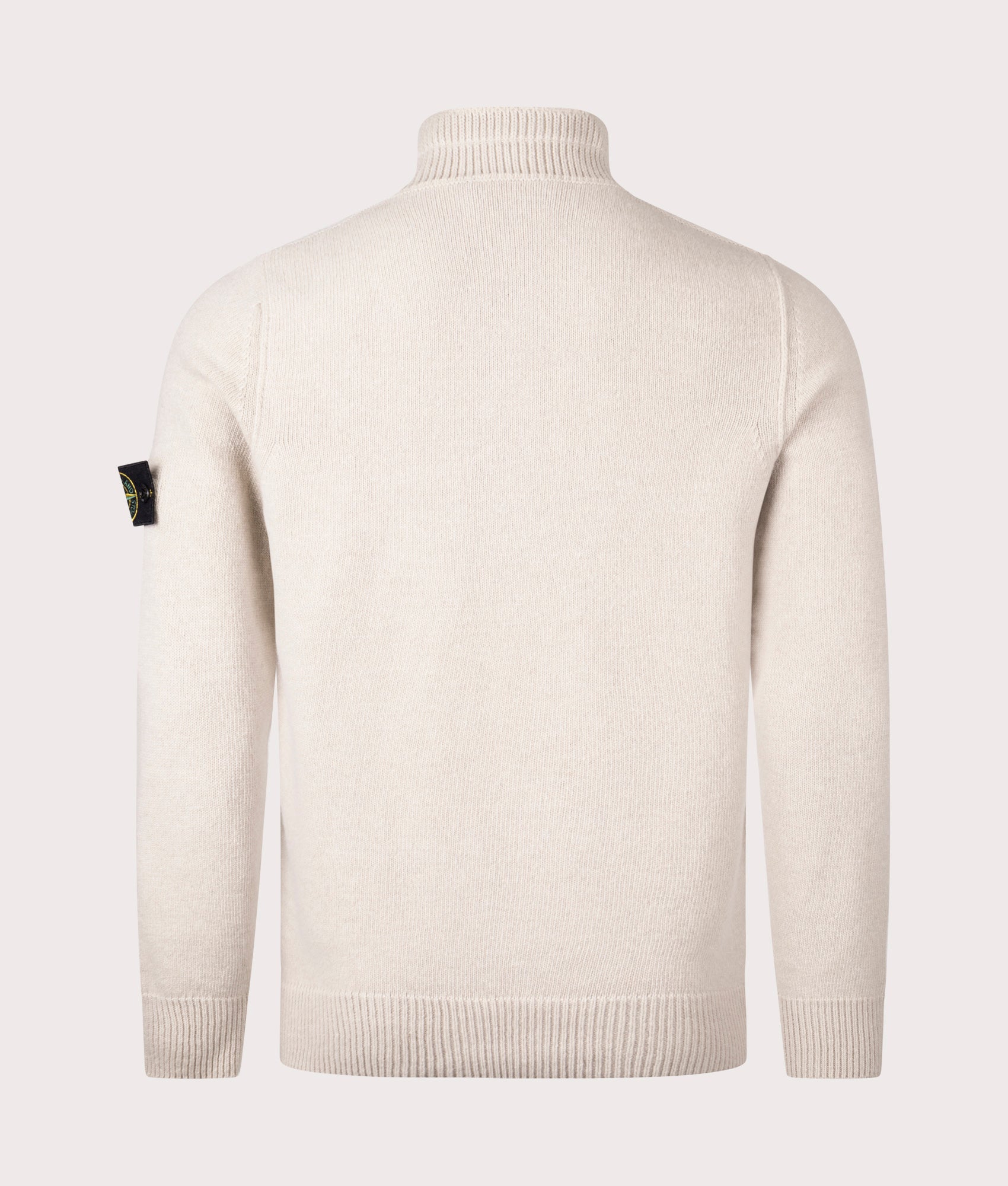 Button Neck Lambswool Jumper in Desert | Stone Island | EQVVS | Back shot 