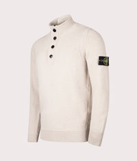 Button Neck Lambswool Jumper: V009A Desert 