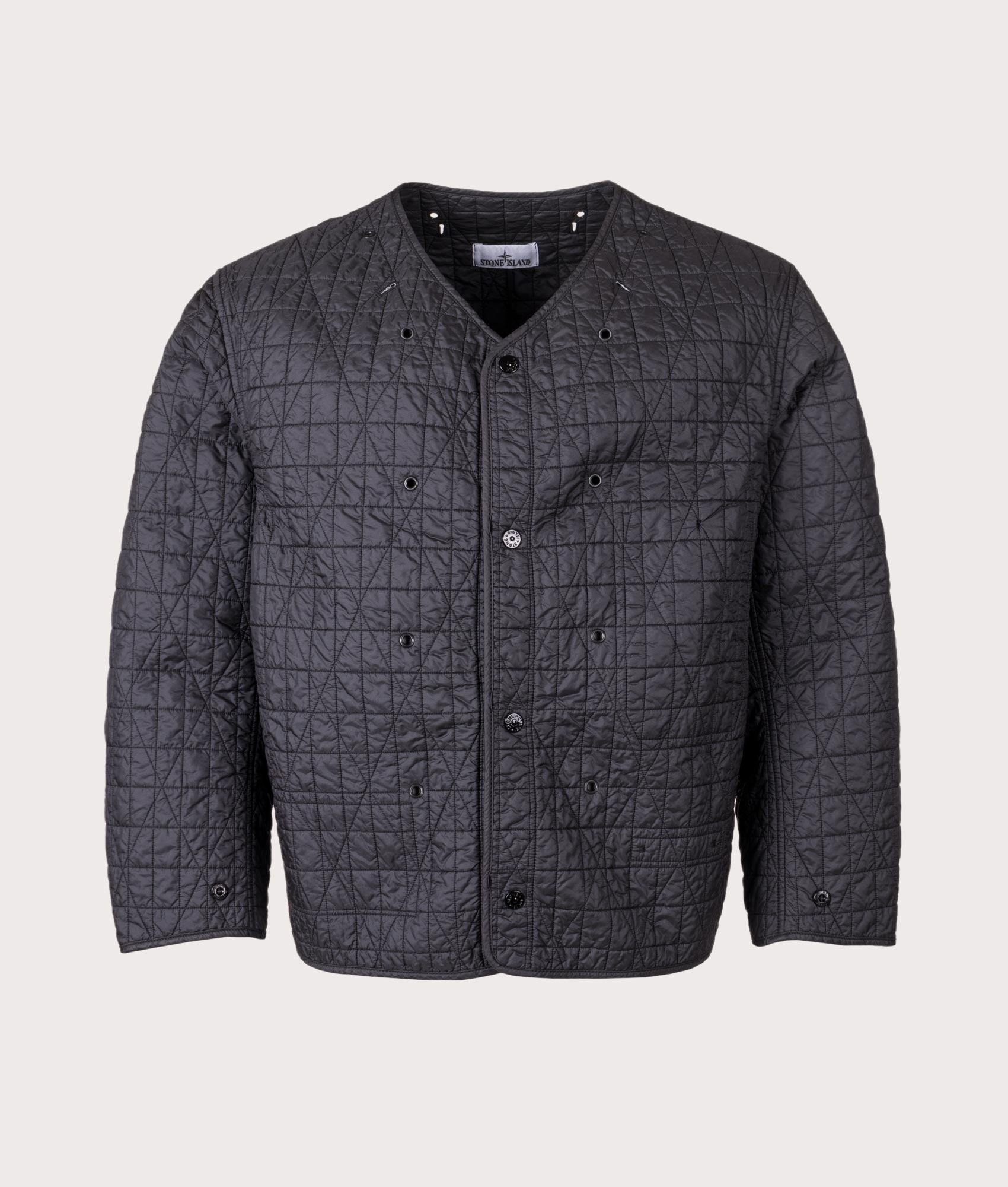 Uneven Ripstop Prismatico Parka in Pearl Grey | Stone Island | EQVVS | Internal lining jacket shot 