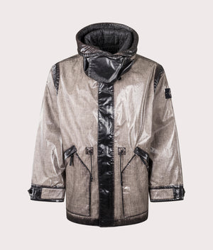 Uneven Ripstop Prismatico Parka in Pearl Grey | Stone Island | EQVVS | Front shot 