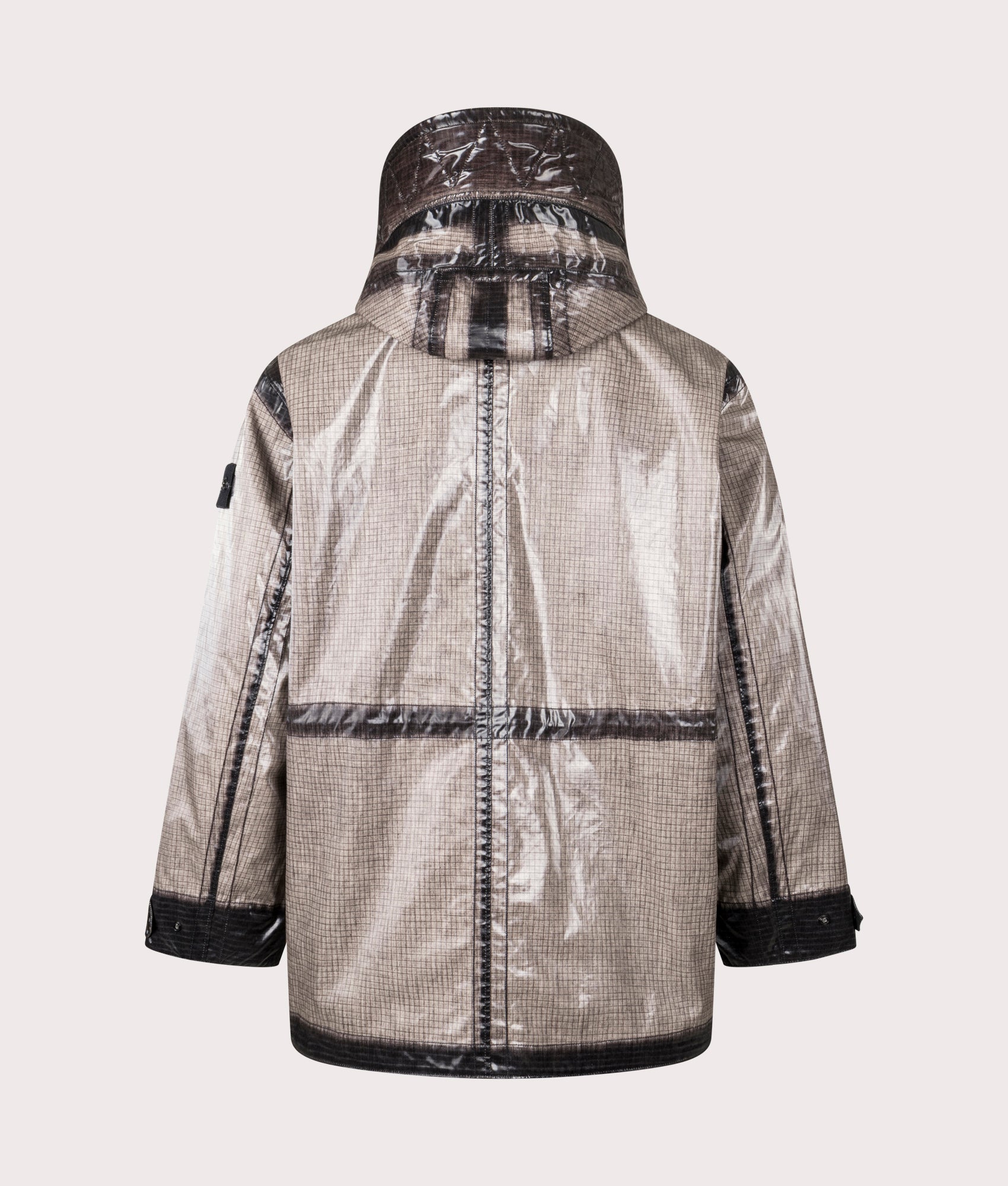 Uneven Ripstop Prismatico Parka in Pearl Grey | Stone Island | EQVVS | Back shot 