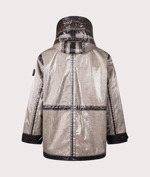 Uneven Ripstop Prismatico Parka in Pearl Grey | Stone Island | EQVVS | Back shot 