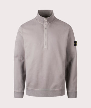 Organic Cotton Quarter Zip in Cement . 100% Organic Cotton | Stone Island | Shot at EQVVS | Front shot 