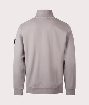 Organic Cotton Quarter Zip in Cement . 100% Organic Cotton | Stone Island | Shot at EQVVS | Back shot 
