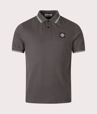 Slim Fit Striped Collar Polo Shirt: V0062 Lead Grey 