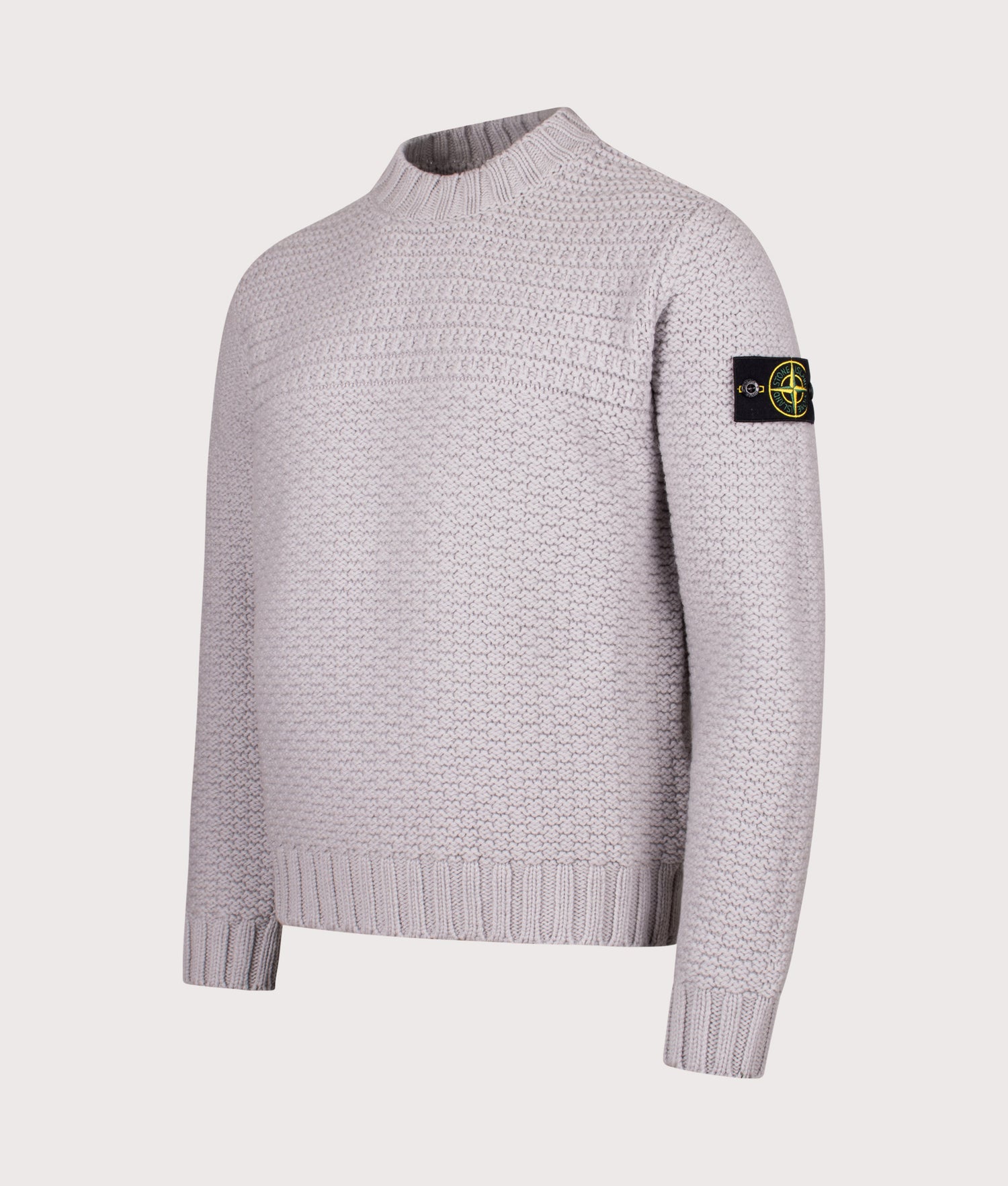 Mock Neck Wool Jumper in Pearl Grey | STONE ISLAND | EQVVS