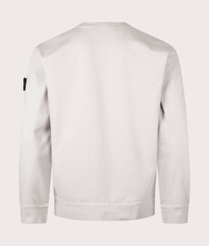 Stone Island Heavy Cotton Sweatshirt in Pearl Grey at EQVVS Menswear. Back shot.