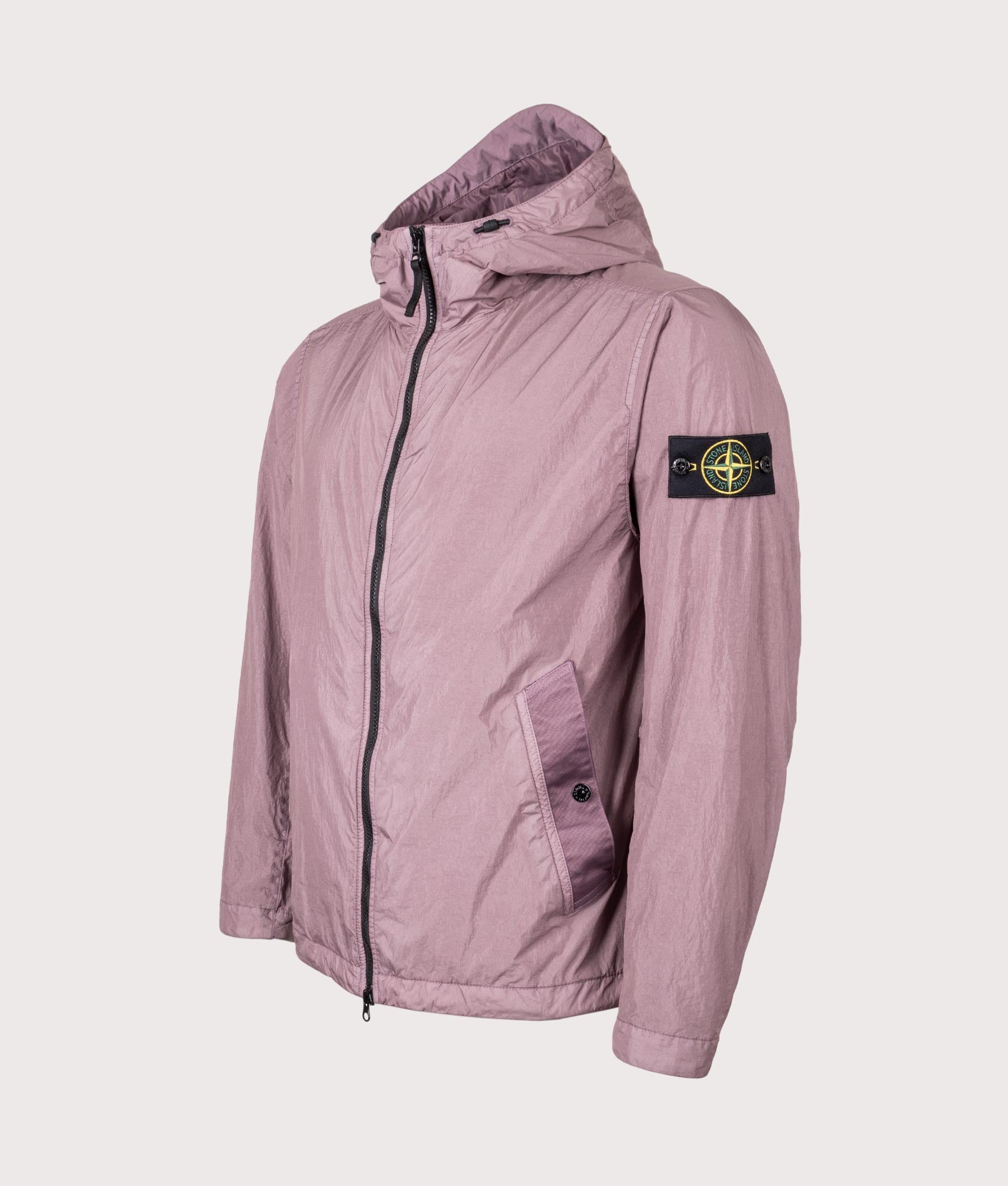 Hooded Full Zip Jacket in Purple Gray | Stone Island | EQVVS | Front angle shot 