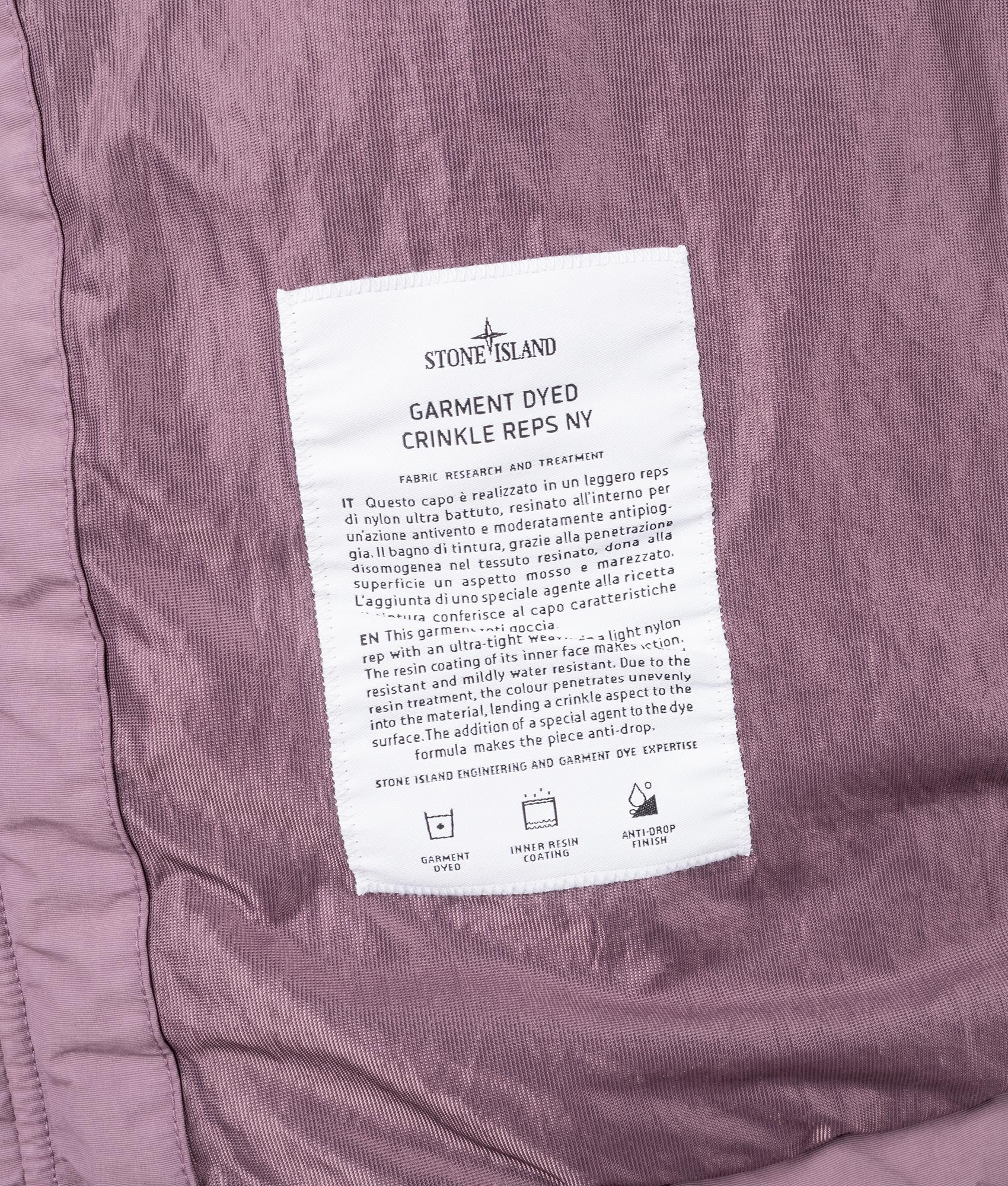 Hooded Full Zip Jacket in Purple Gray | Stone Island | EQVVS | Label shot 