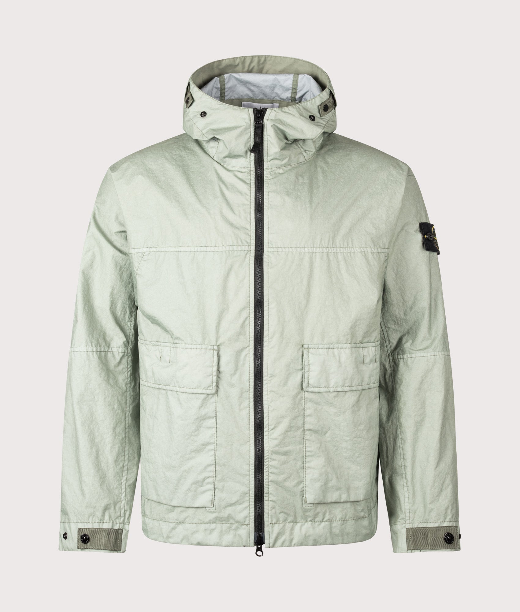 Stone Island Membrana 3L TC Jacket in Sage at EQVVS Menswear. Front shot.