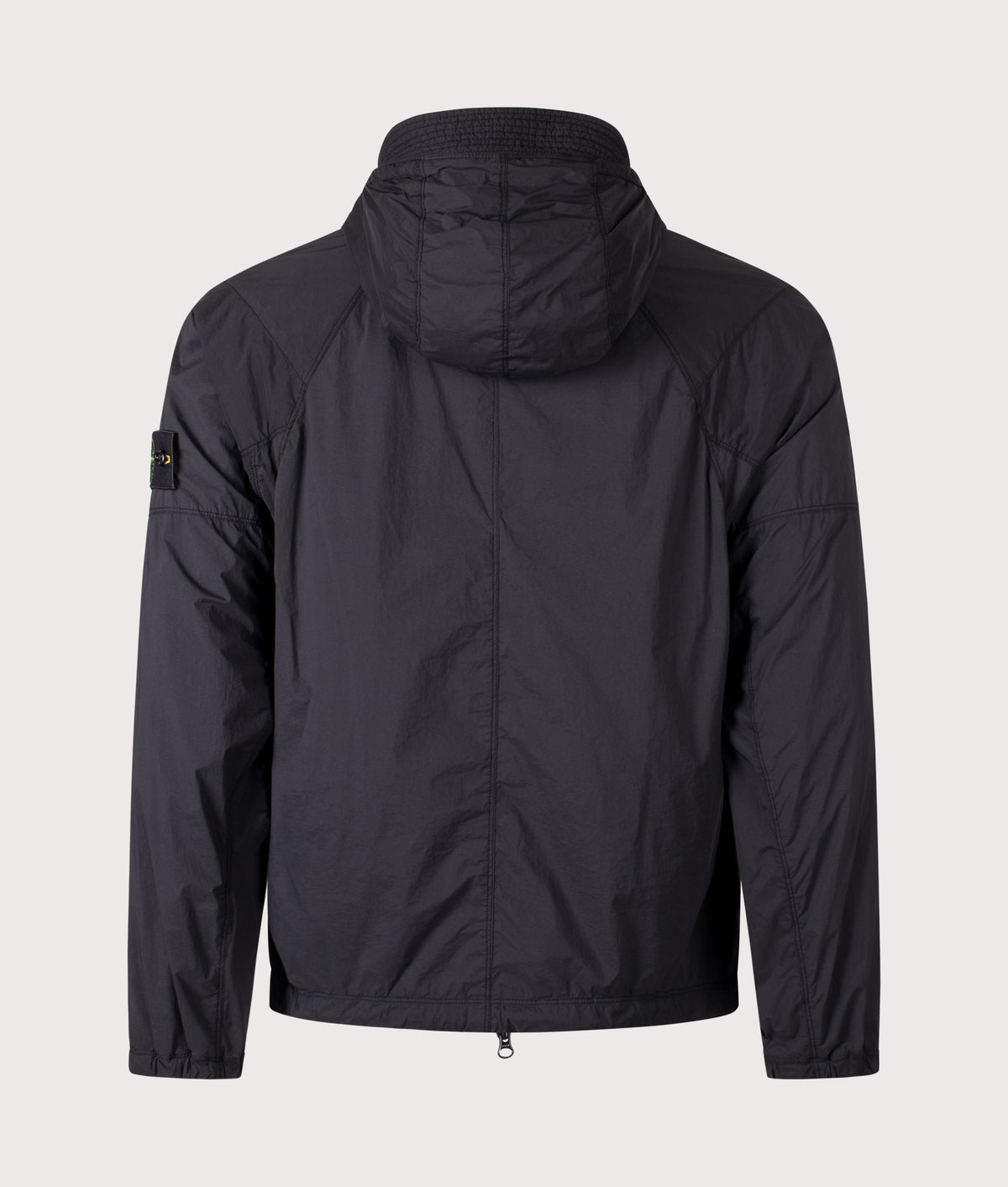 Stone Island Ultralight Nylon Stretch-TC Jacket in Black at EQVVS Menswear. Back shot.