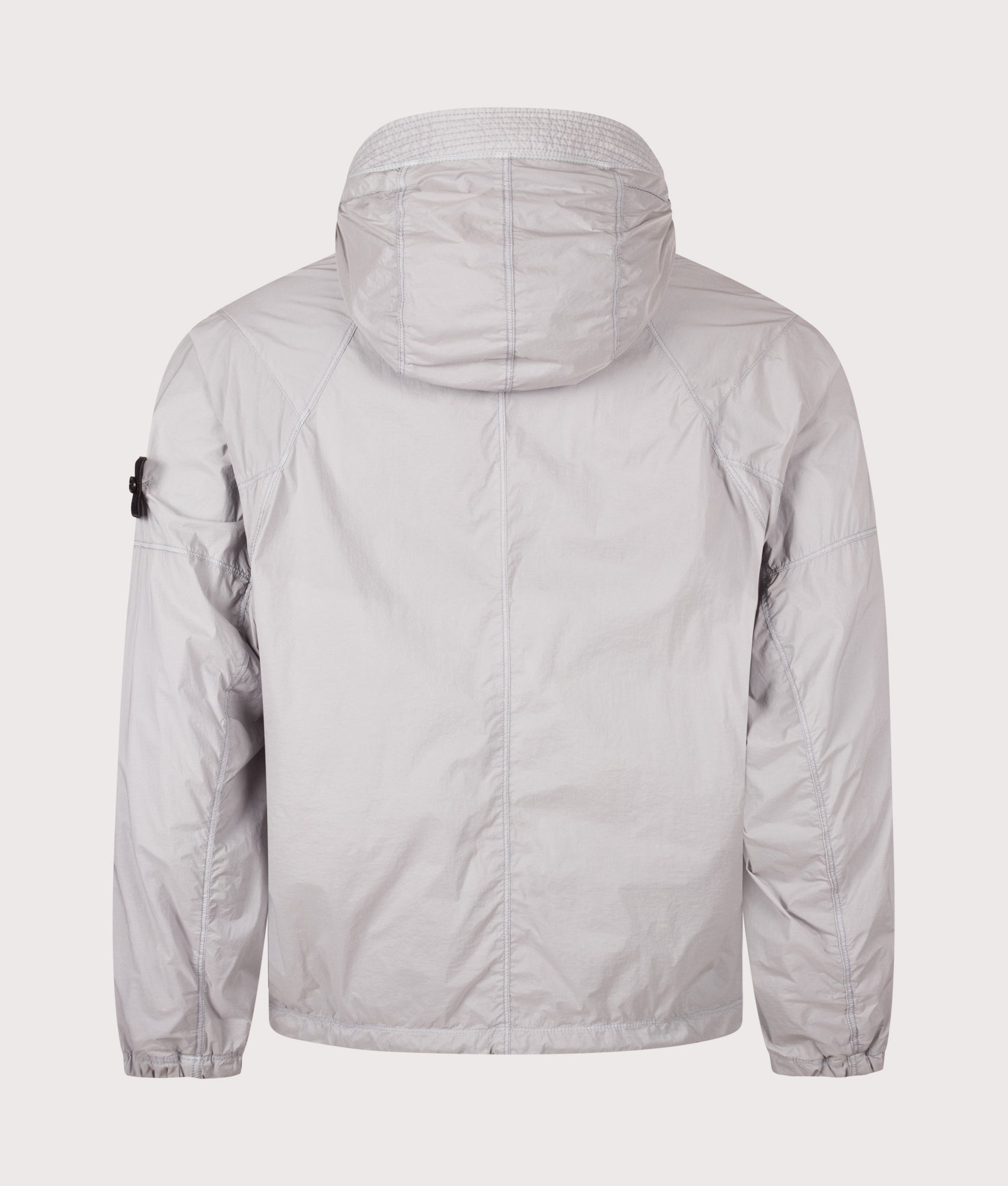 Stone Island Ultralight Nylon Stretch-TC Jacket in Ash Grey at EQVVS Menswear. Back shot.